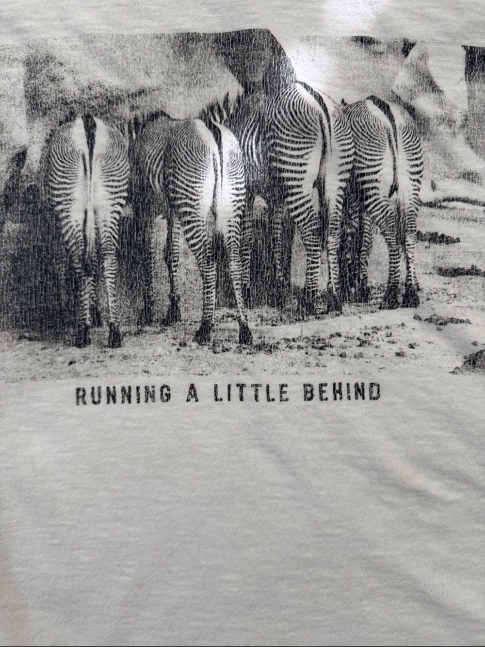 White Graphic Zebra Print Tee - 'Running a Little Behind' - Picture 3 of 3